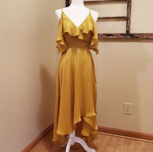 Lulu's Gold Wrap Dress